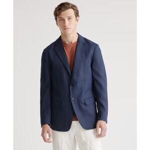 Quince Men's Navy Blue 100% European Linen Single Breasted Blazer Jacket - XL